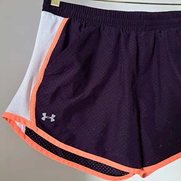 Under Armor | Purple & white/orange striped athletic womans short - Picture 2 of 7